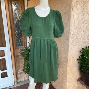 Unbranded Green Short Sleeve Babydoll Dress SMALL